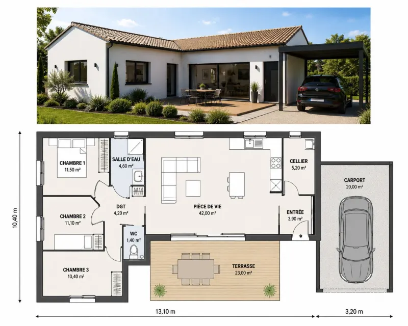 Maison neuve à Saint-Maurice-le-Girard