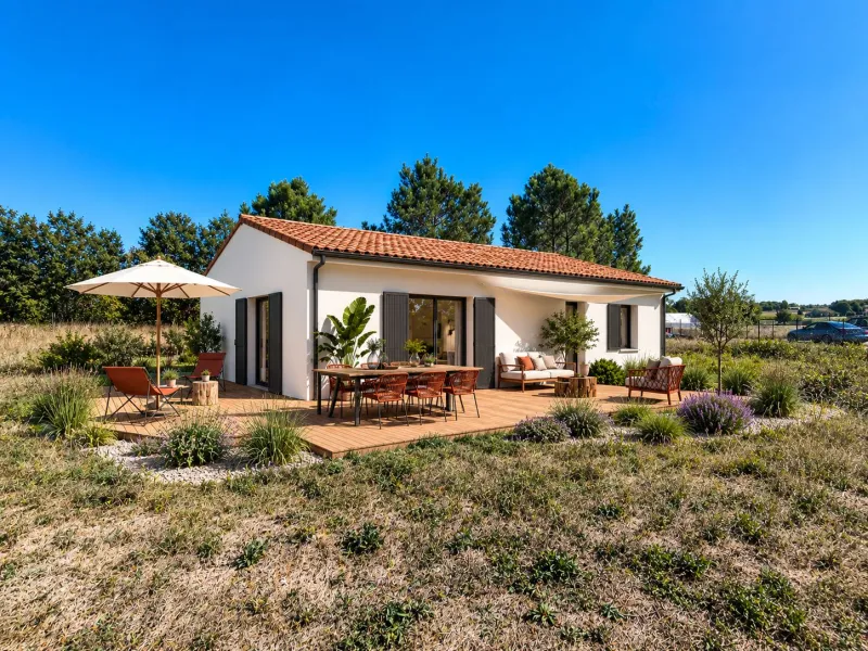 Essentiel 80 implantée sur St Trojan, modèle de maison GIB CONSTRUCTION