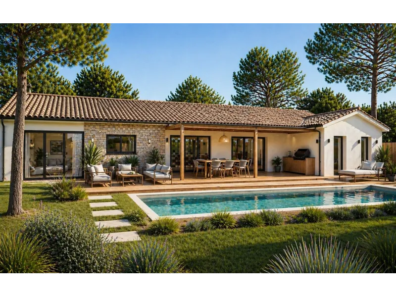 190m2 plafond rampant HT 3m90 carport+garage , 4ch + bureau, modèle de maison GIB CONSTRUCTION