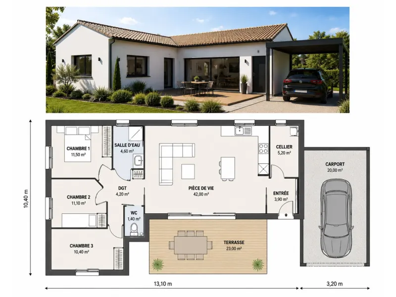 Maison neuve à Saint-Maurice-le-Girard