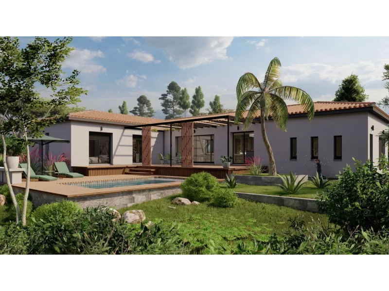 Plain Pied-3ch120, modèle de maison 2A Villas