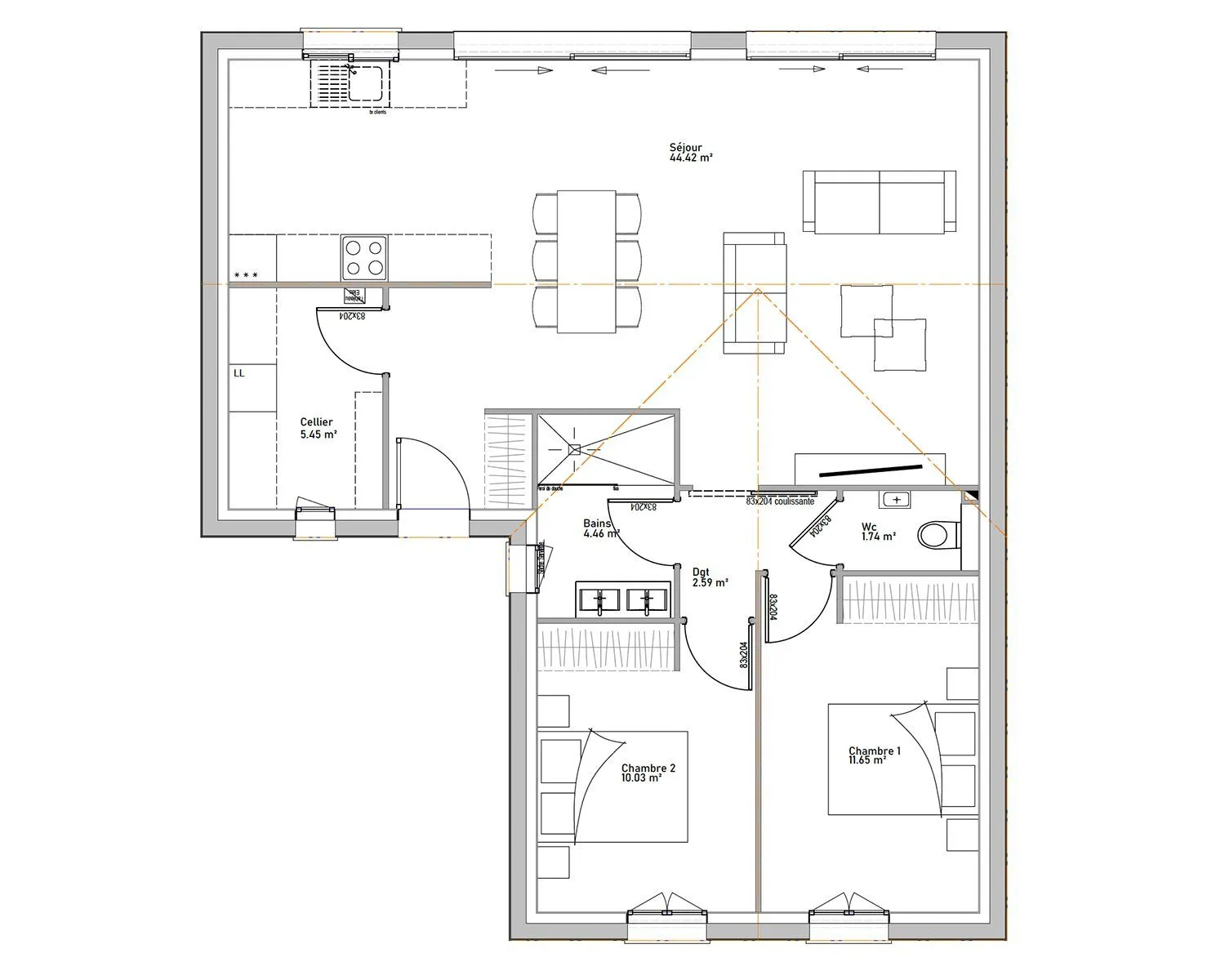 Maison neuve 80 m² à Courçon (17170)