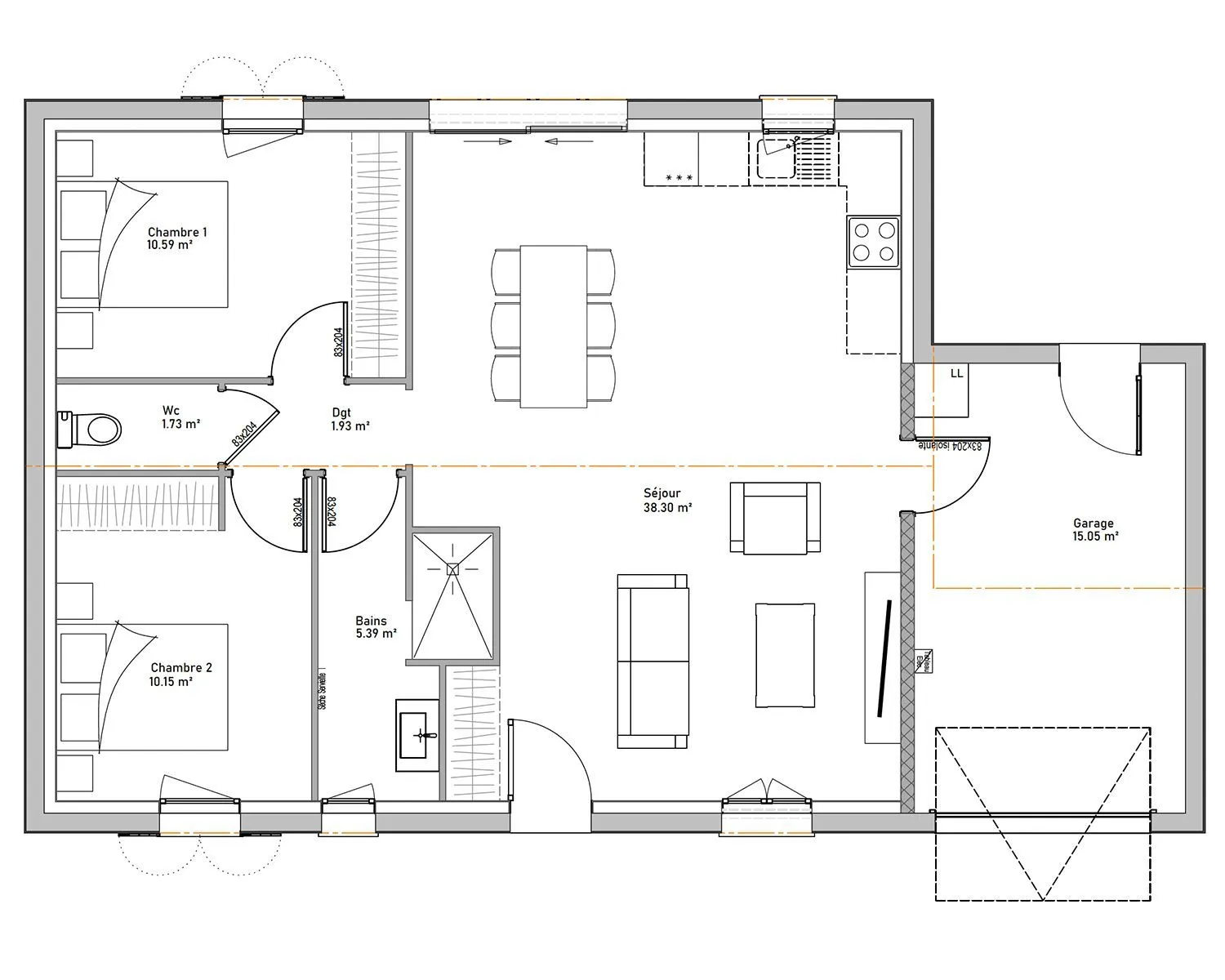 Maison neuve 68 m² à Bouhet (17540)