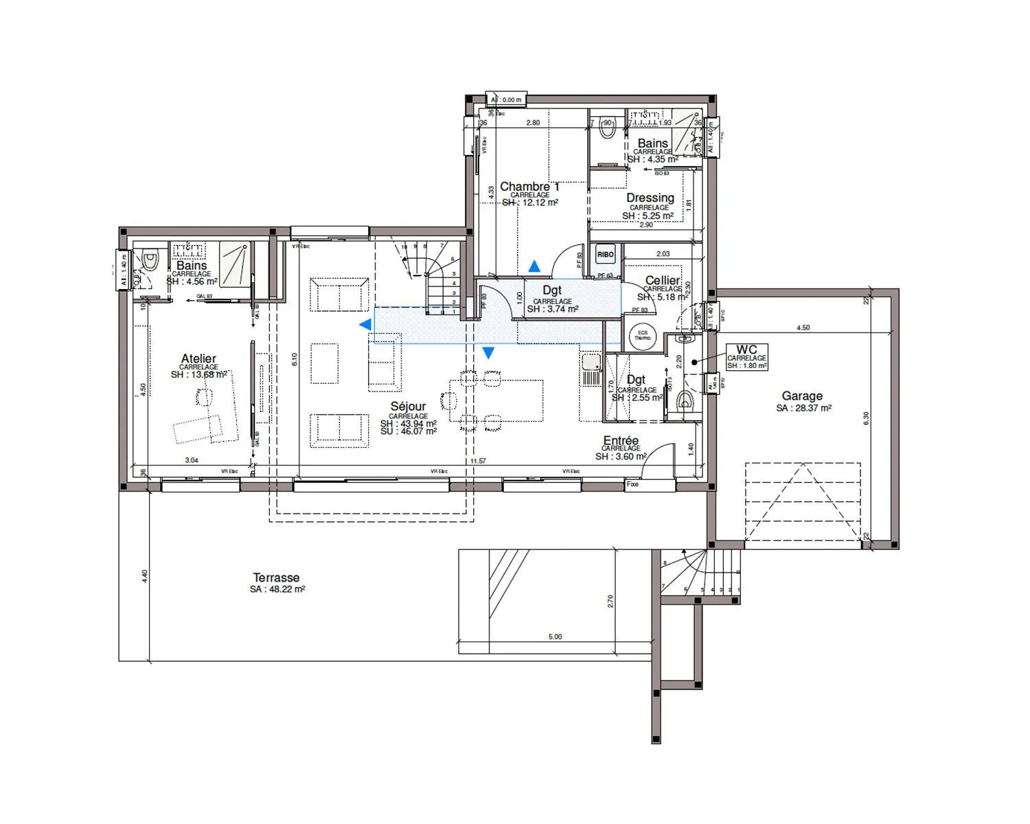 Maison neuve 128 m² à Montpezat-de-Quercy (82270)