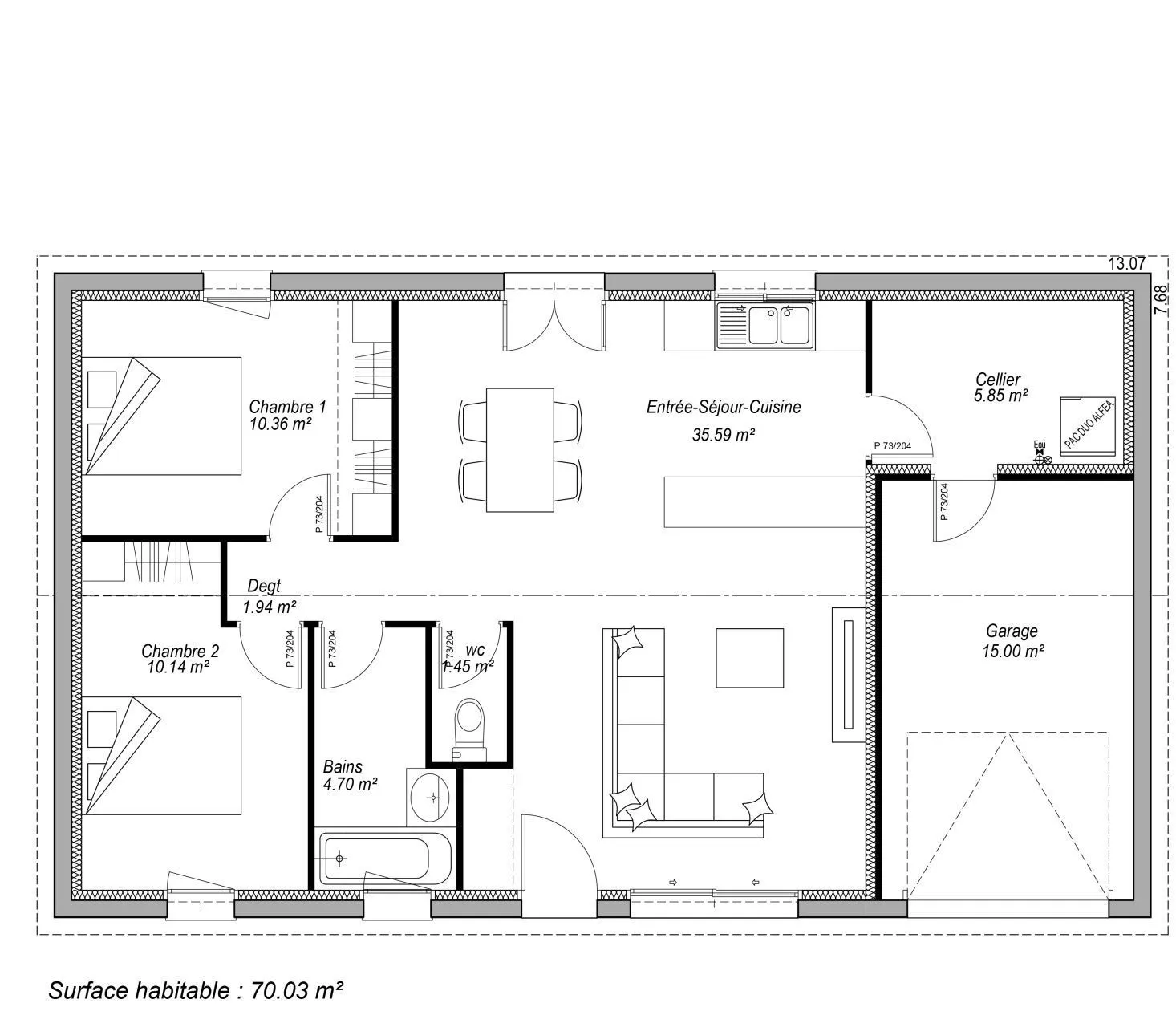 Maison neuve 70 m² à Arveyres (33500)