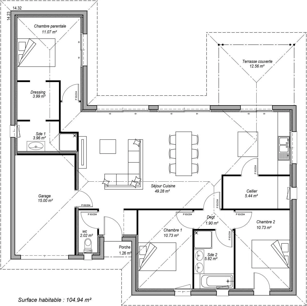 Maison neuve 104 m² à Saint-Christoly-de-Blaye (33920)