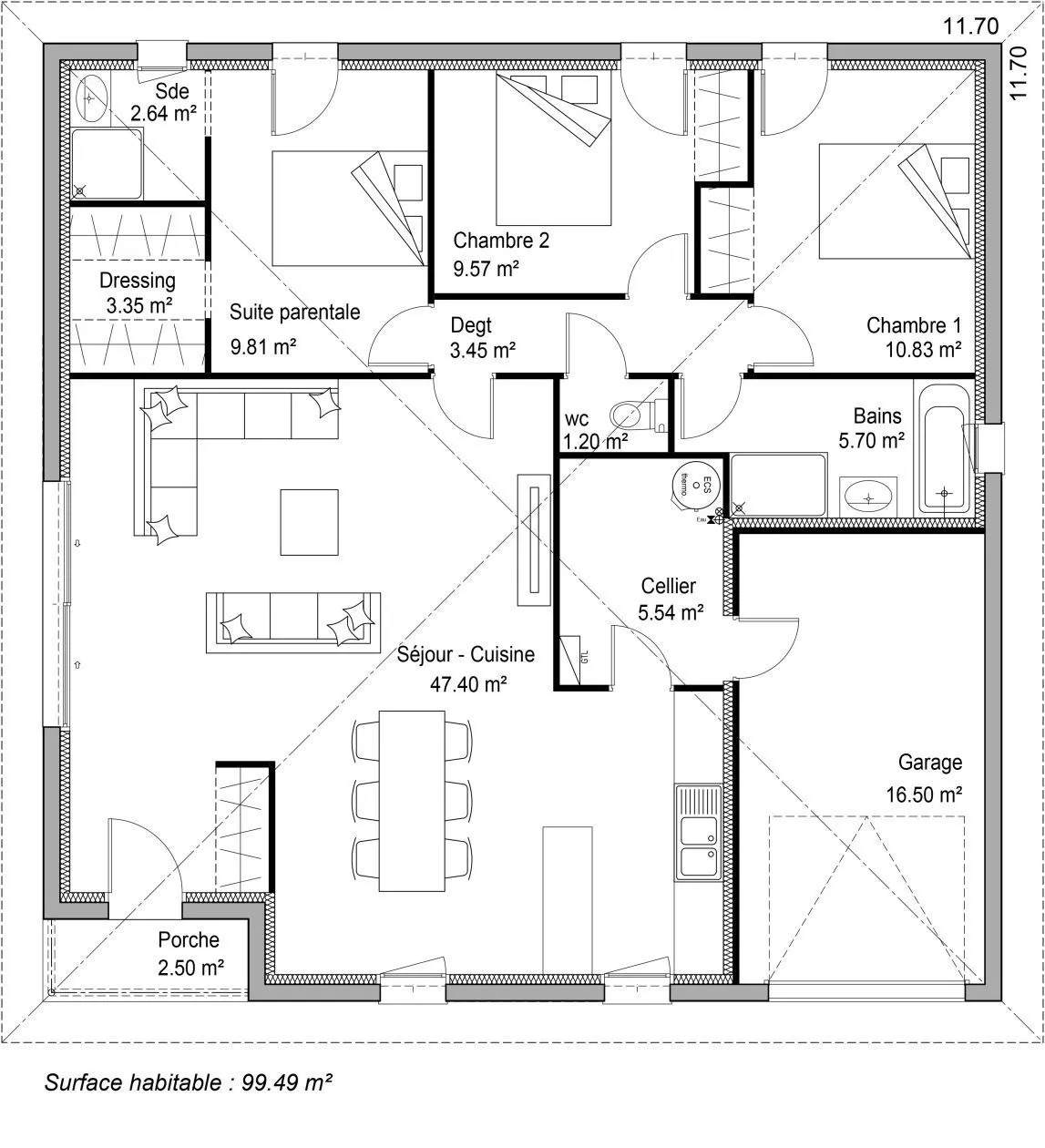 Maison neuve 100 m² à Léognan (33850)