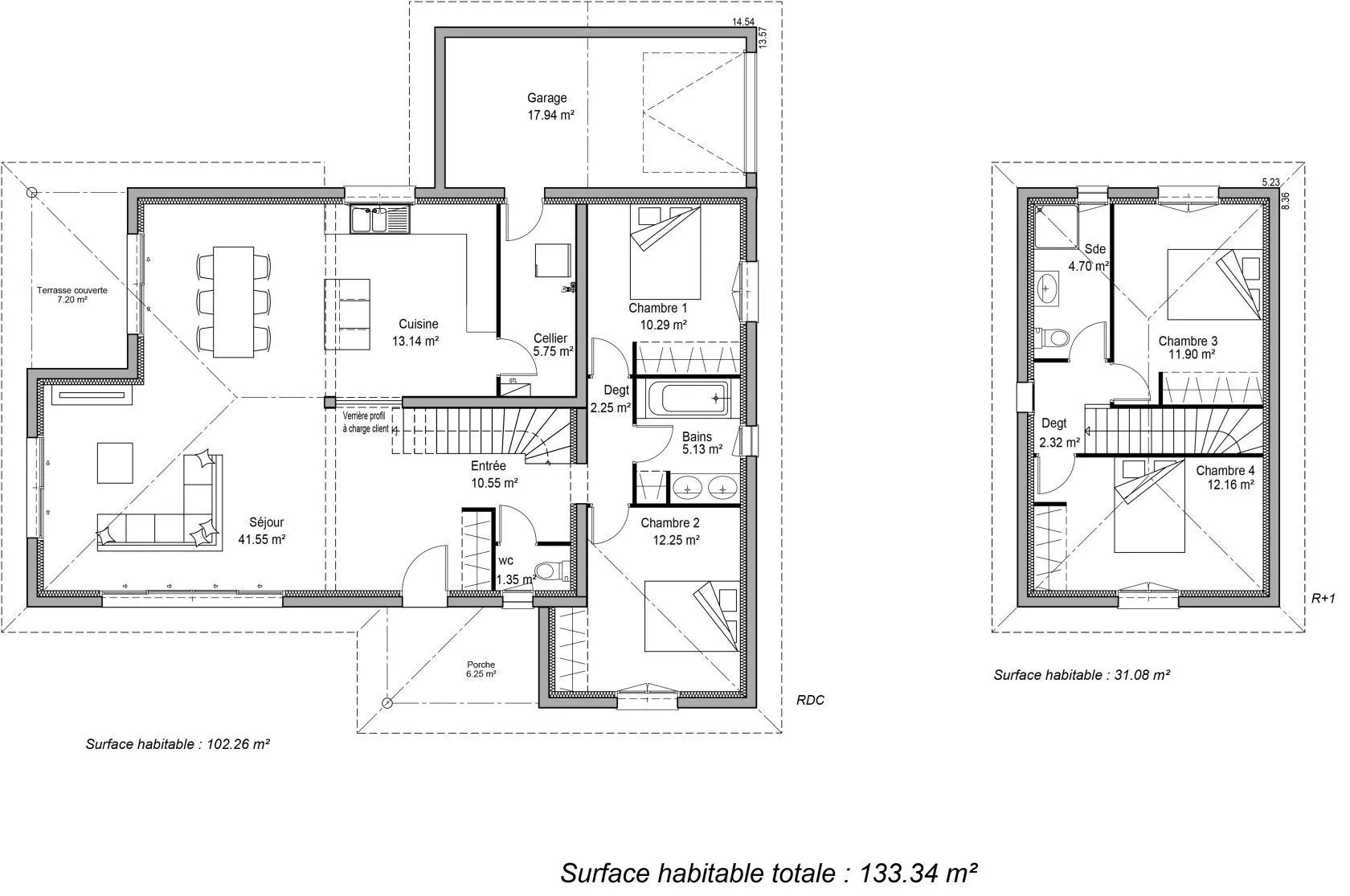 Maison neuve 133 m² à Moustey (40410)