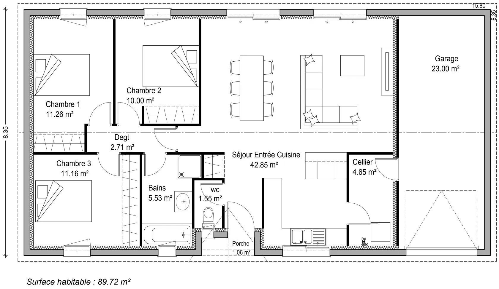 Maison neuve 90 m² à Puynormand (33660)