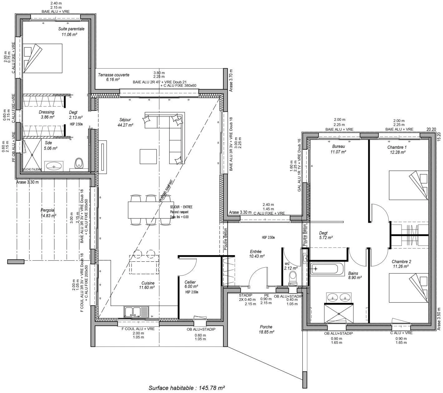 Maison neuve 146 m² à Montussan (33450)