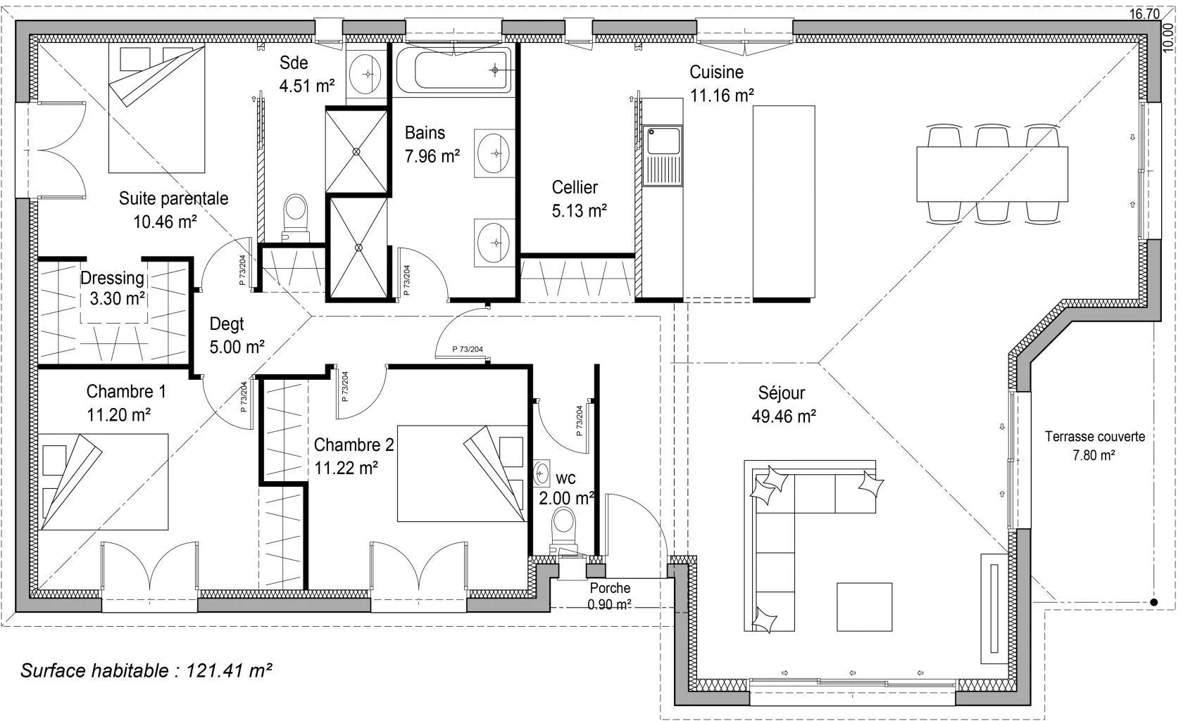 Maison neuve 121 m² à Lugos (33830)