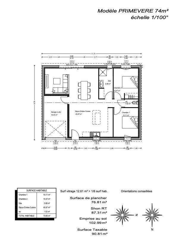 Maison neuve 74 m² à Bourg (33710)