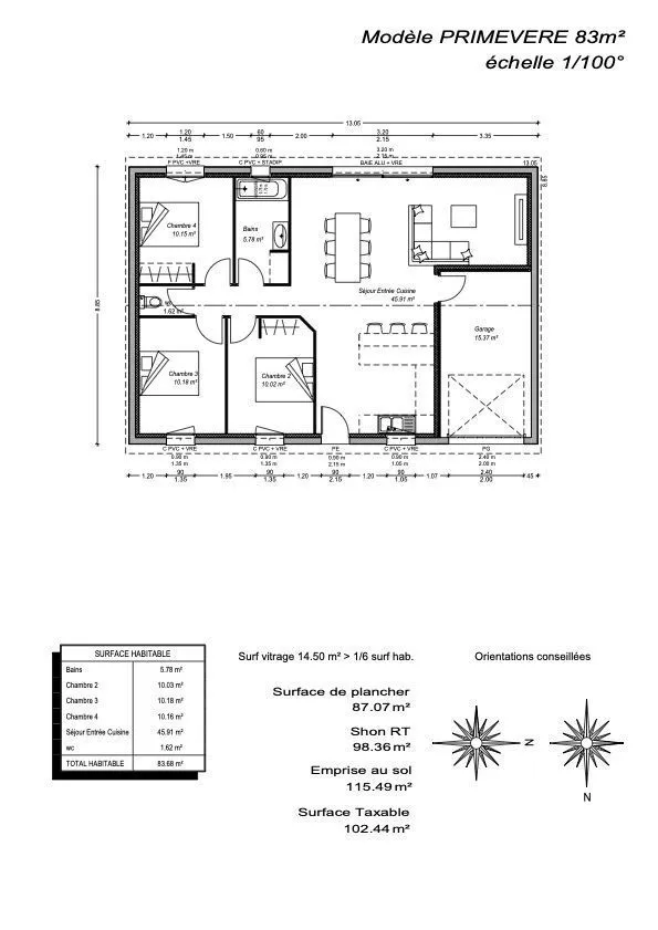 Maison neuve 83 m² à Cussac-Fort-Médoc (33460)