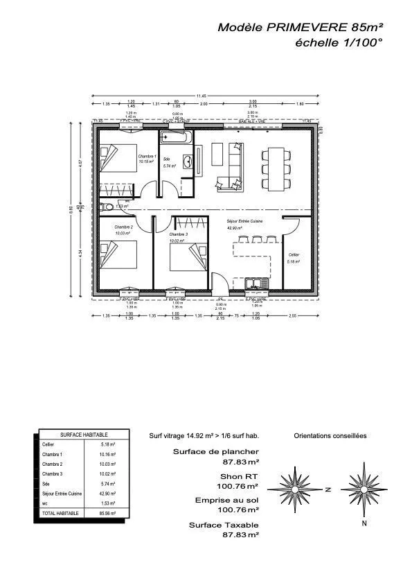 Maison neuve 85 m² à Fargues-Saint-Hilaire (33370)