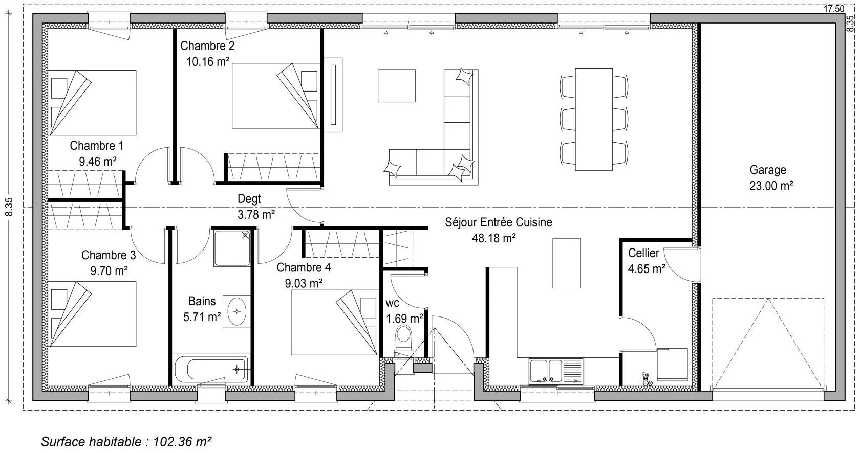 Maison neuve 102 m² à Croignon (33750)