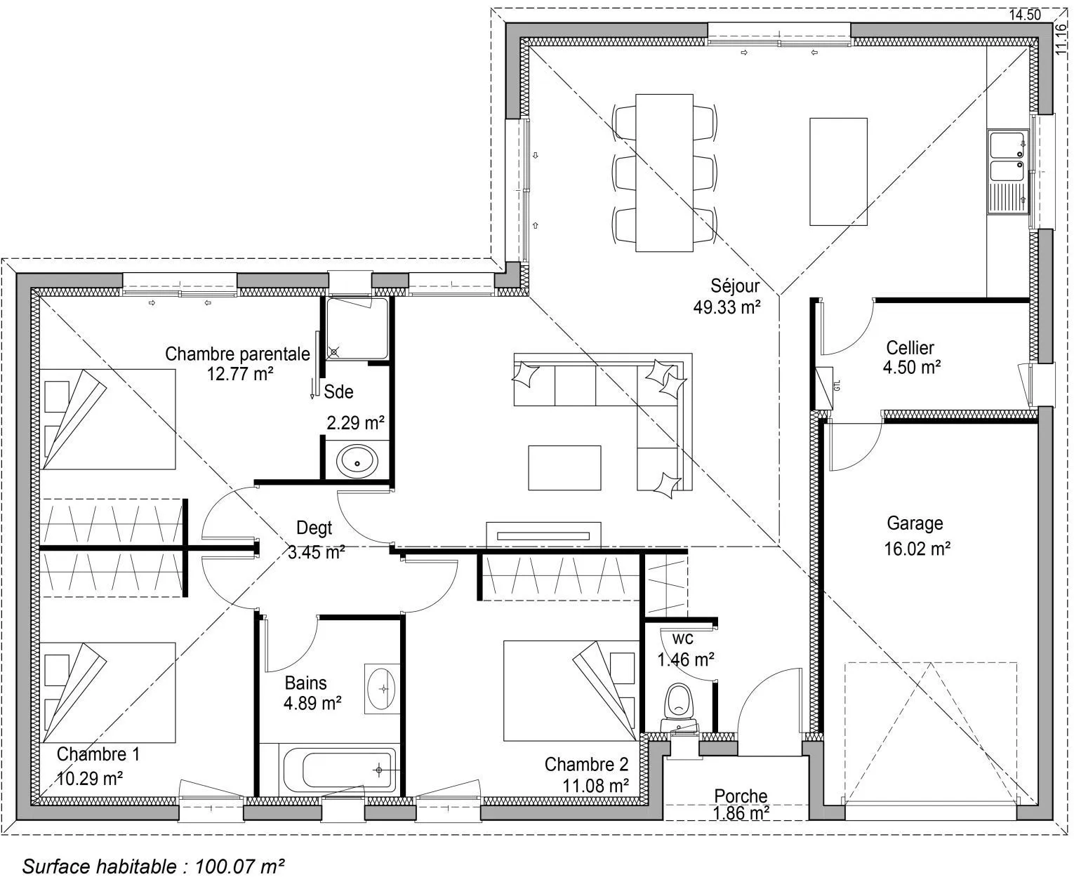 Maison neuve 100 m² à Périssac (33240)