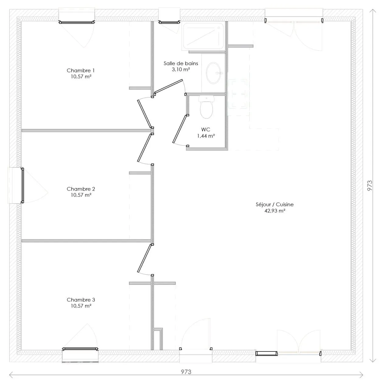 Maison neuve 80 m² à Saint-Romain-de-Benet (17600)