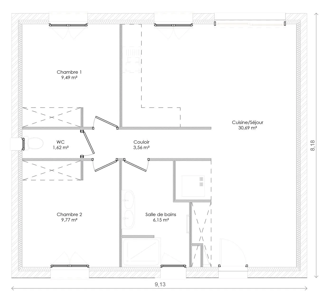 Maison neuve 60 m² à Plassac (17240)