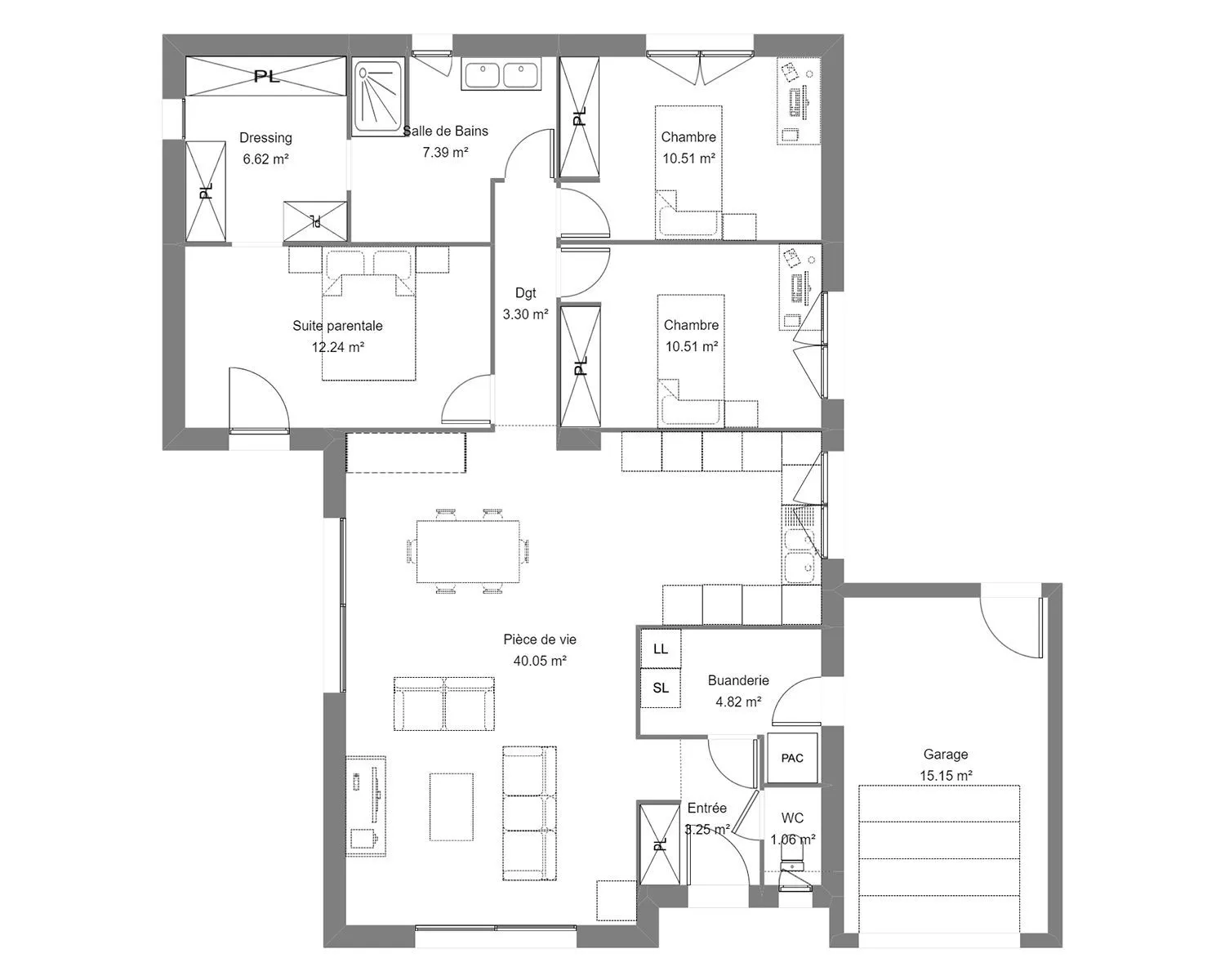 Jamin 3ch 100 — modèle de maison