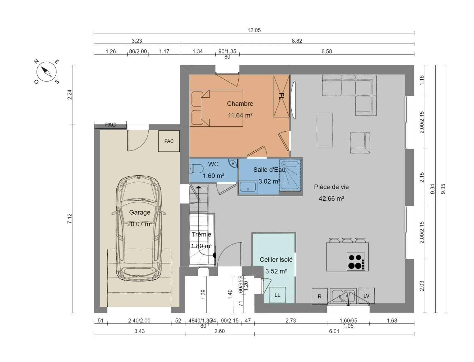 Maison neuve 113 m² à Saint-Rémy-du-Plain (35560)