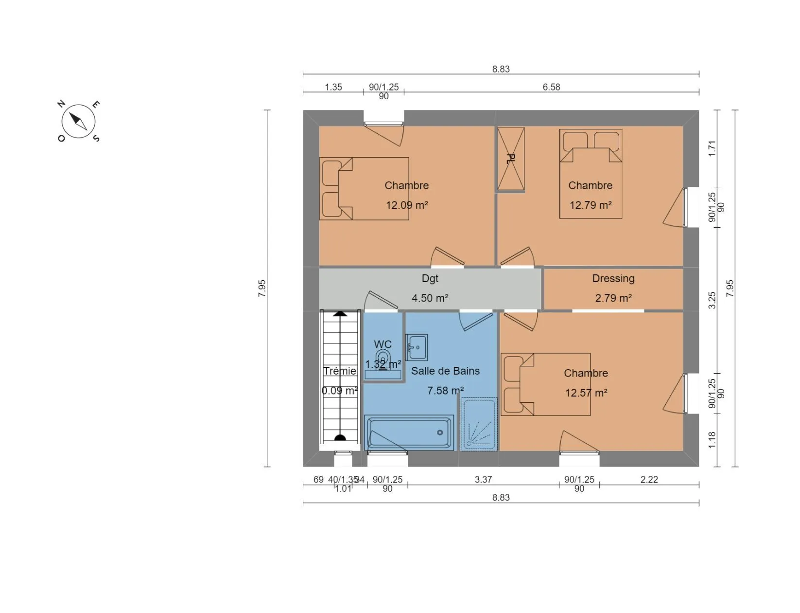 Maison neuve 113 m² à Saint-Rémy-du-Plain (35560)