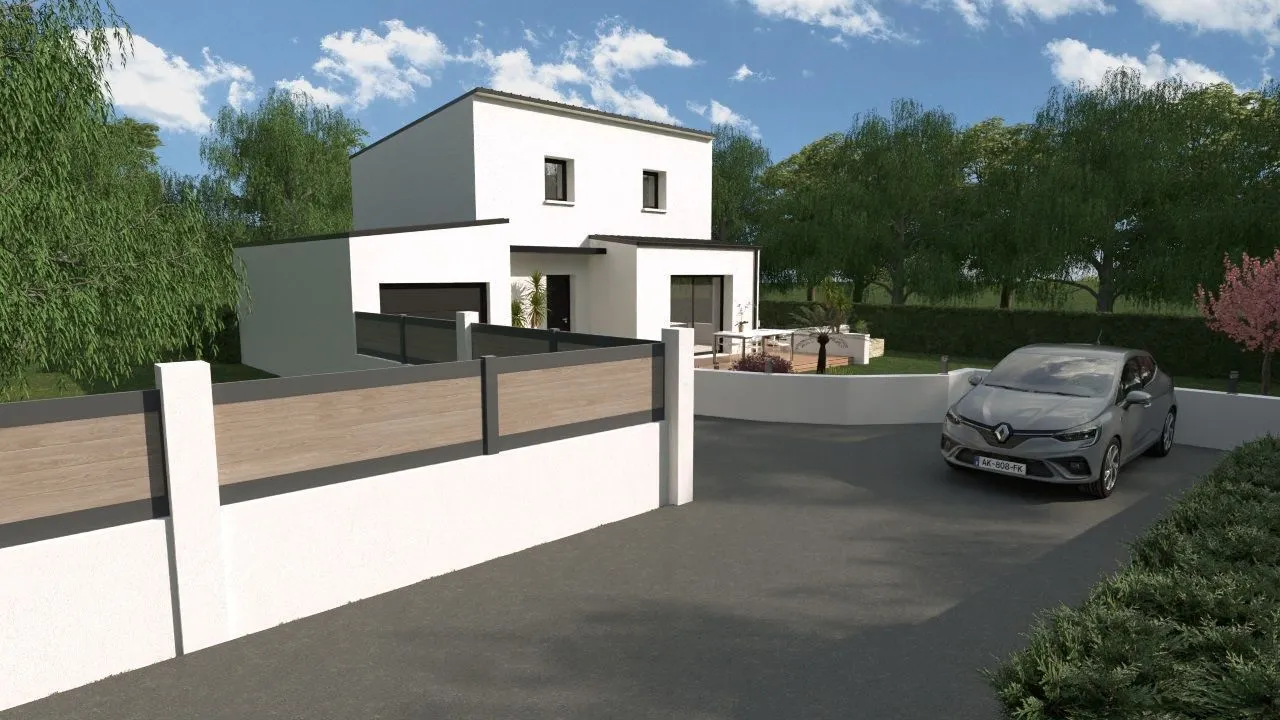 Mono pente 96 m2 avec garage — modèle de maison