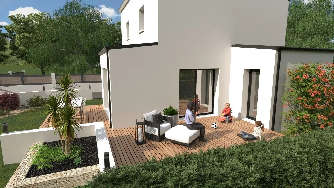 Mono pente 96 m2 avec garage — modèle de maison
