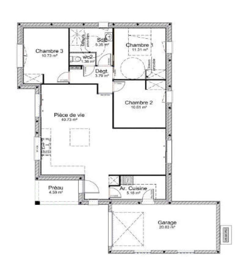 Maison neuve 89 m² à Saint-Porchaire (17250)