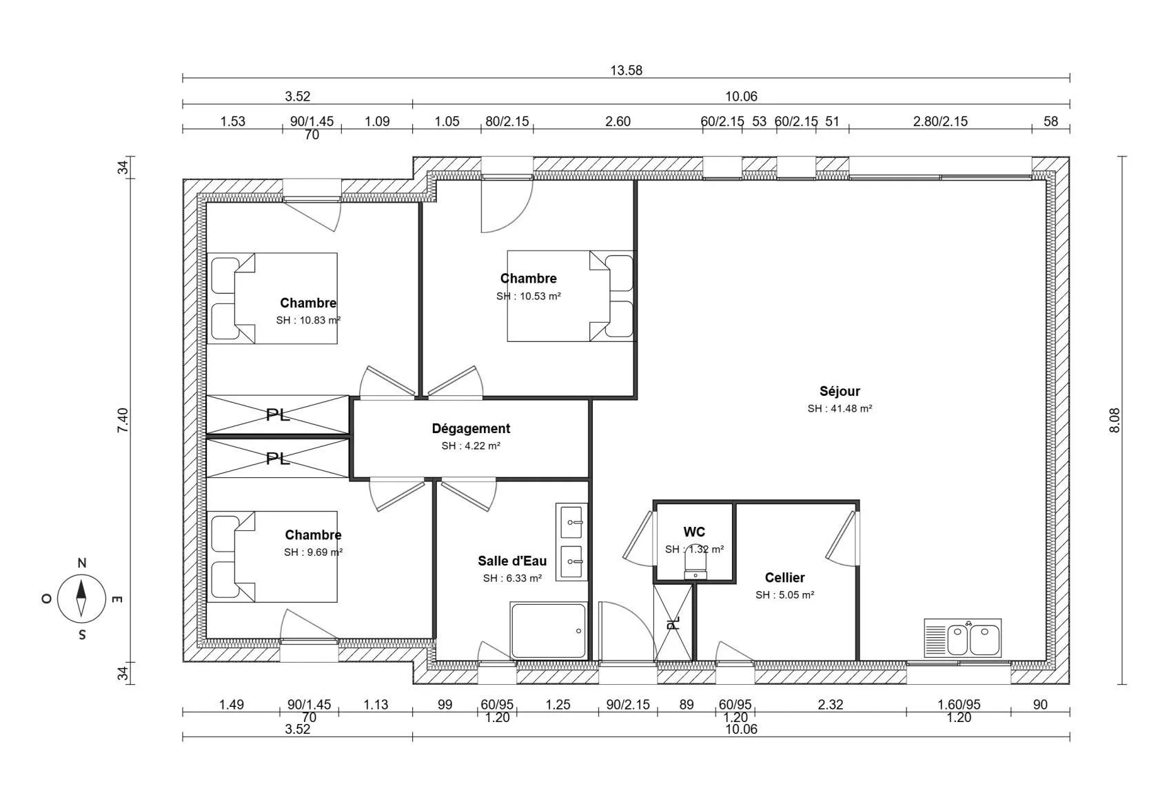 Maison neuve 90 m² à Pleuven (29170)
