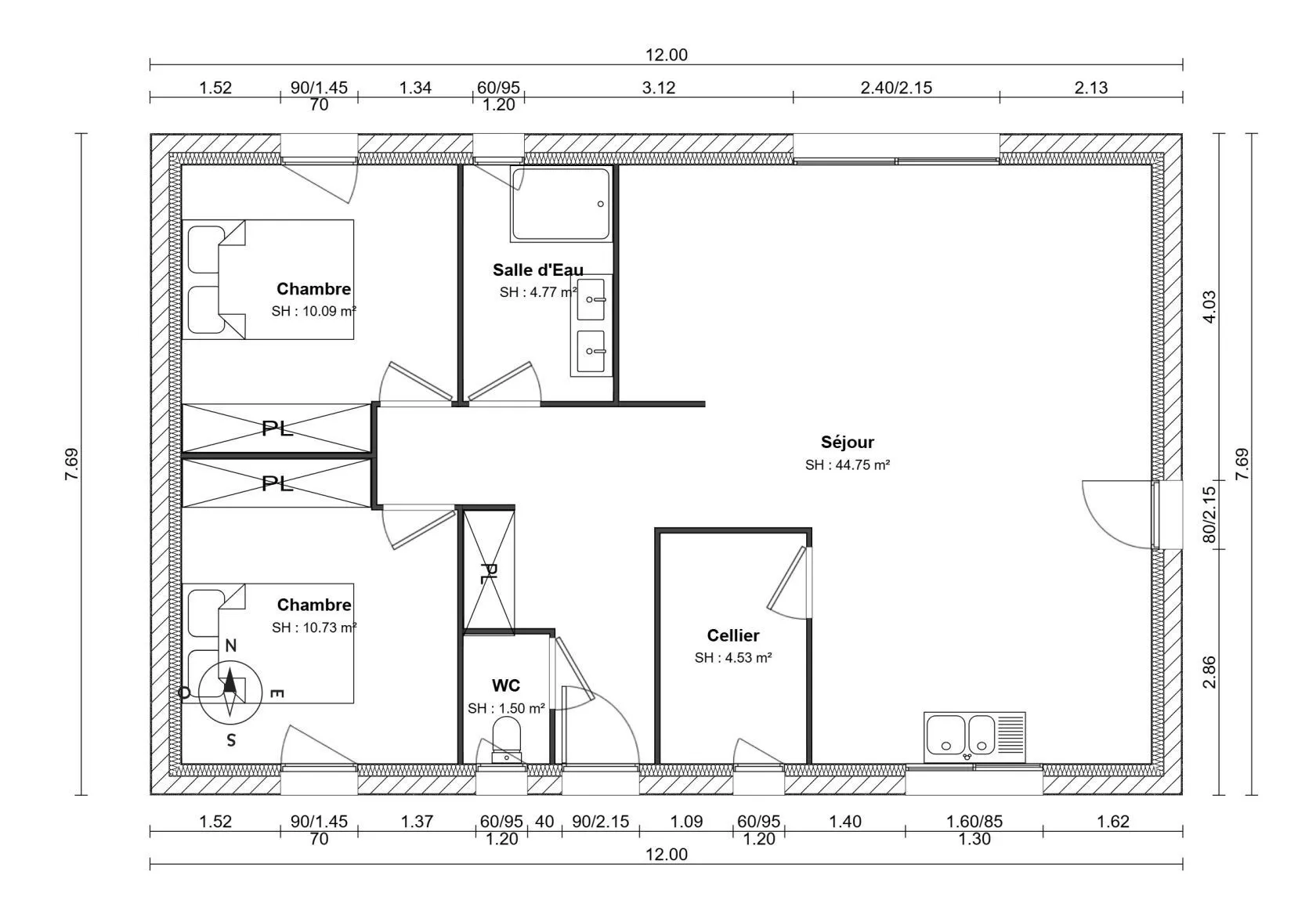 Maison neuve 75 m² à Plonéour-Lanvern (29720)