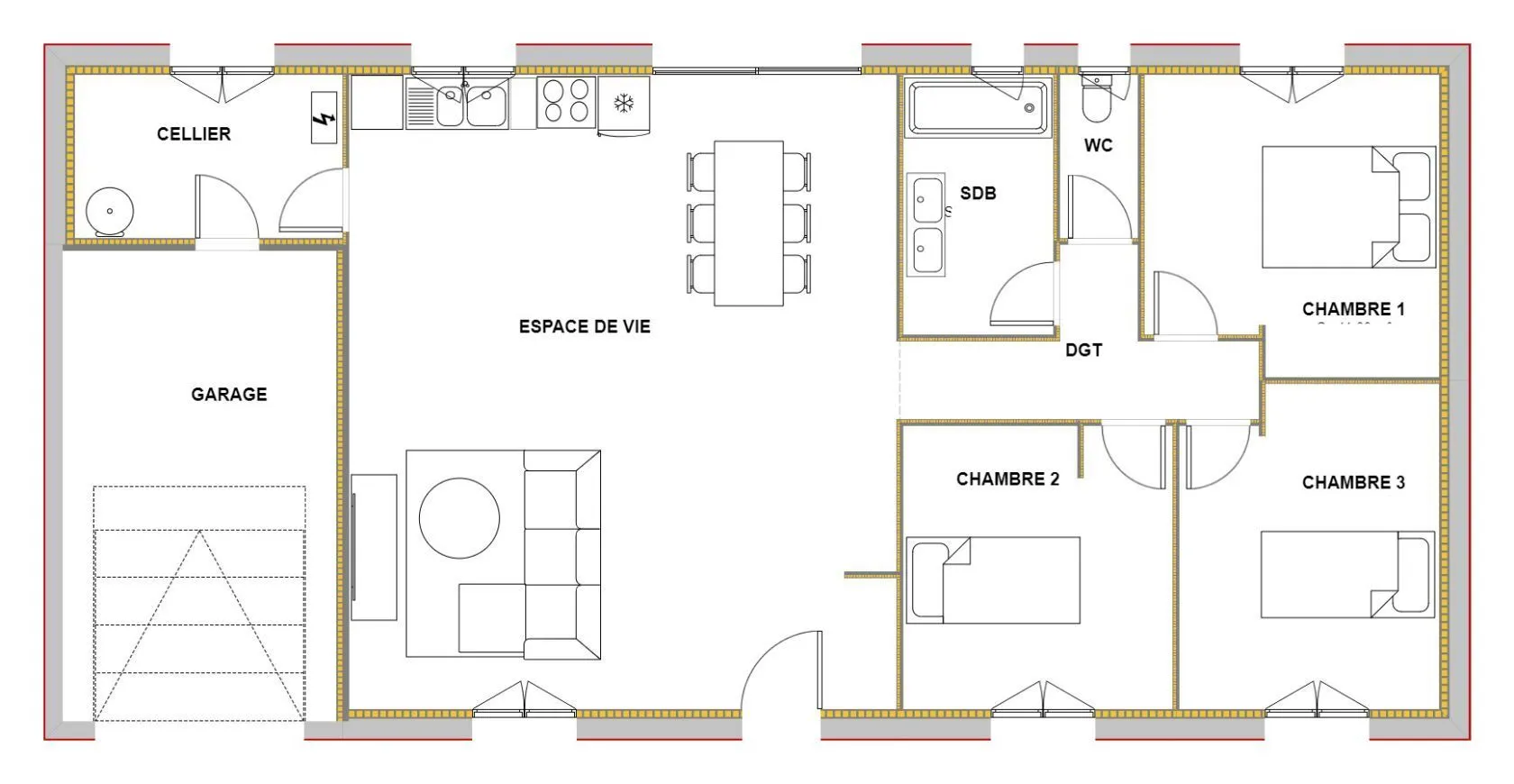 Maison neuve 95 m² à Fargues-Saint-Hilaire (33370)