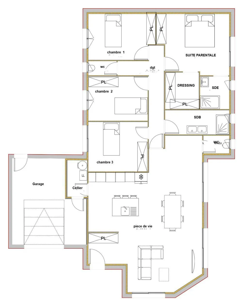 Maison neuve 123 m² à Saint-Symphorien (33113)