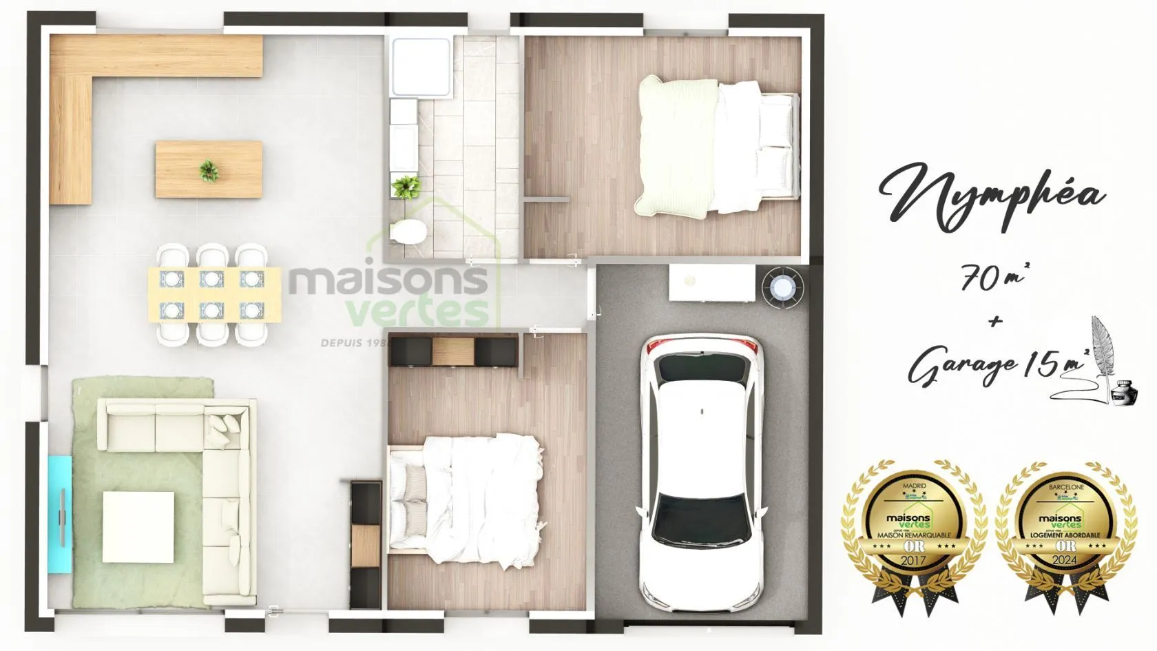 Maison neuve 70 m² à Alzonne (11170)