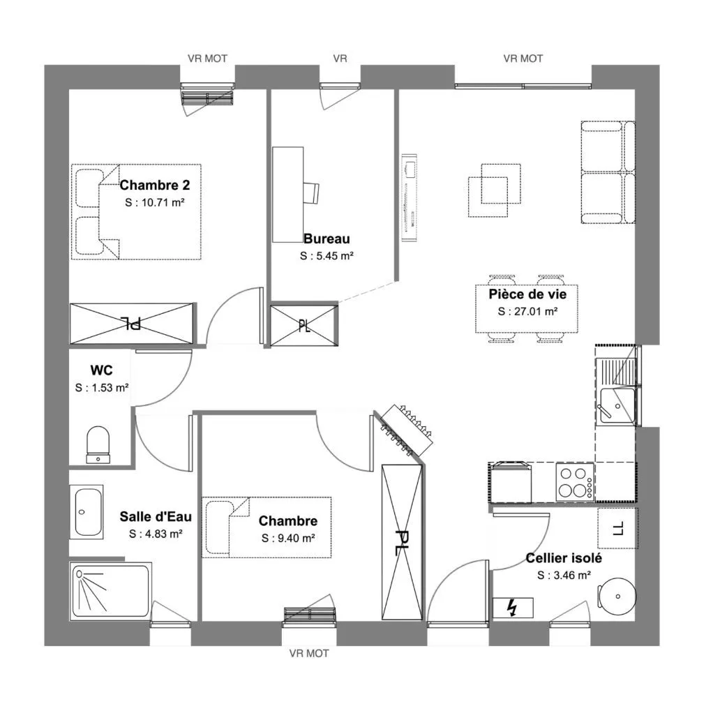 Maison neuve 62 m² à Celles-sur-Belle (79370)