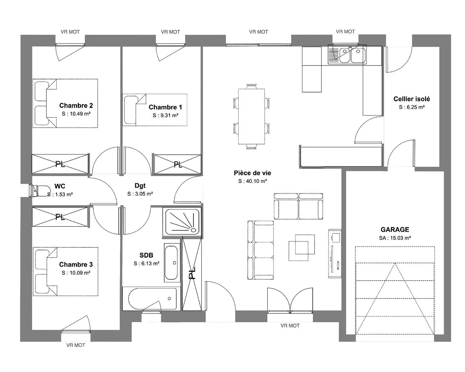 Maison neuve 87 m² à Auge (79400)