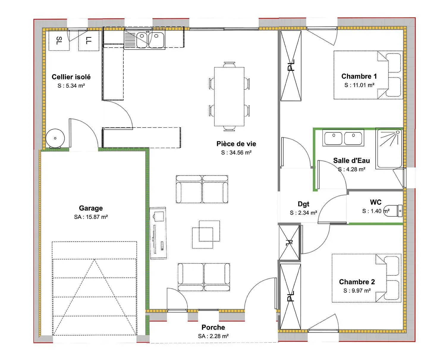Maison neuve 69 m² à Sainte-Néomaye (79260)