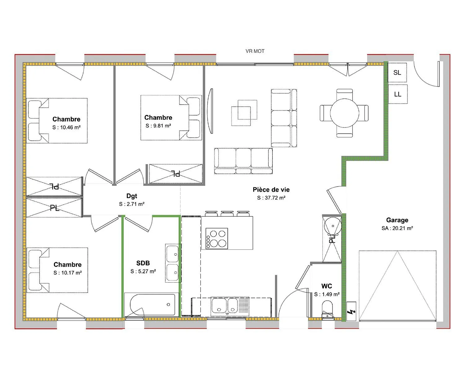 Maison neuve 78 m² à Vérines (17540)
