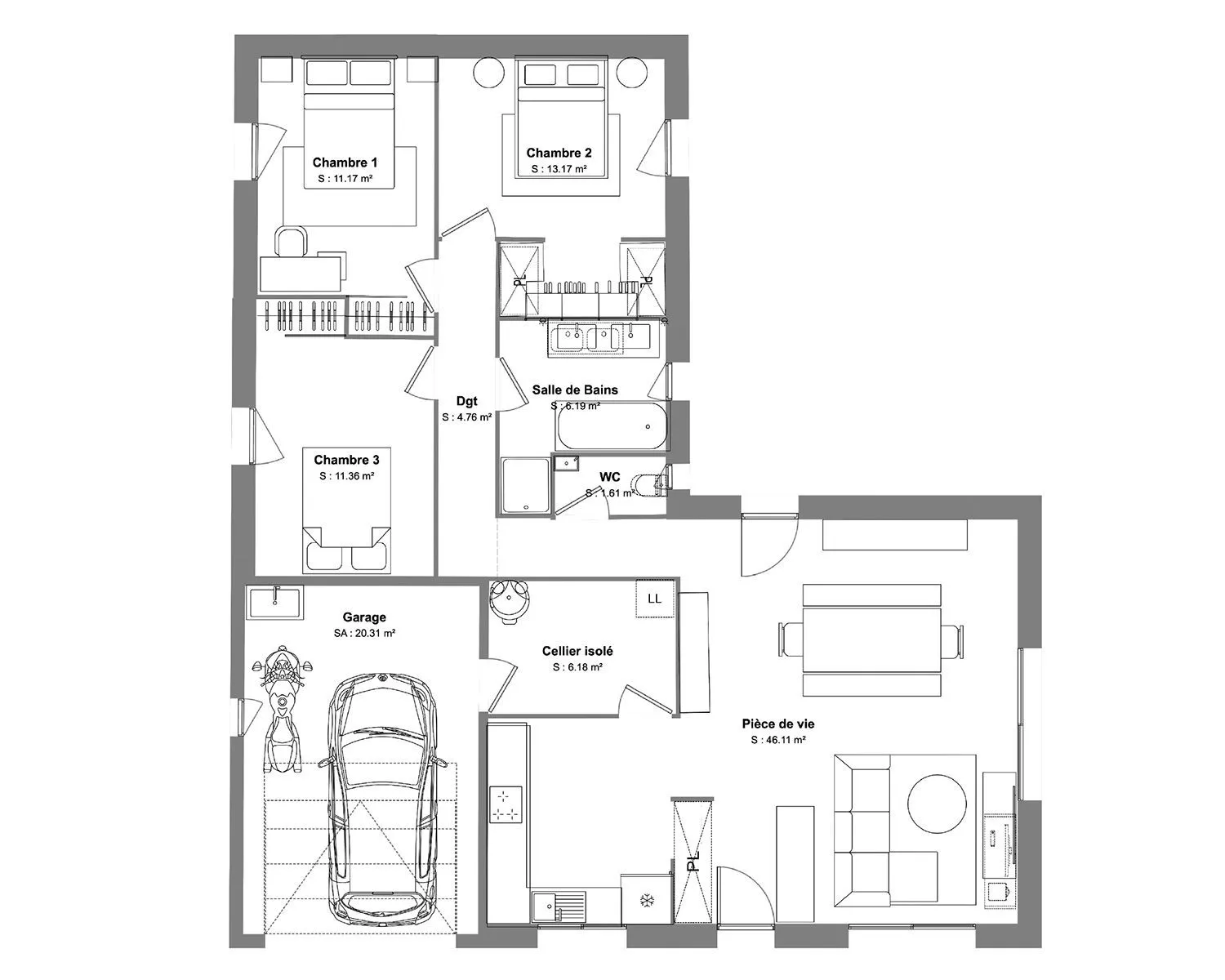 Maison neuve 101 m² à Coulon (79510)