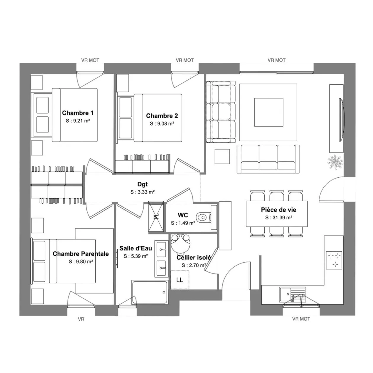 Maison neuve 72 m² à Bessines (79000)