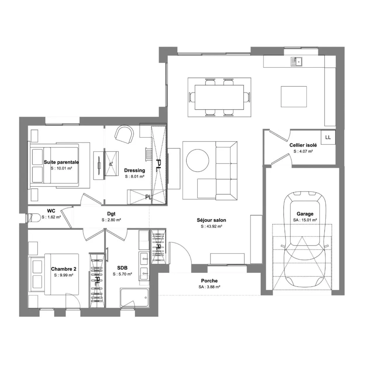 Maison neuve 86 m² à Coulon (79510)
