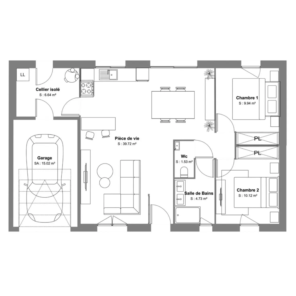 Maison neuve 73 m² à Germond-Rouvre (79220)
