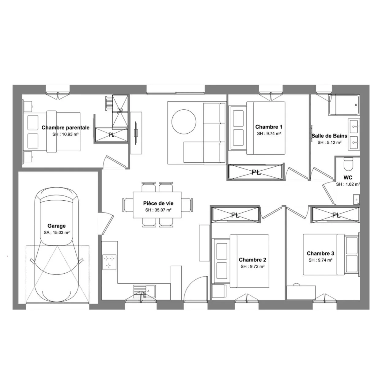 Maison neuve 82 m² à La Mothe-Saint-Héray (79800)