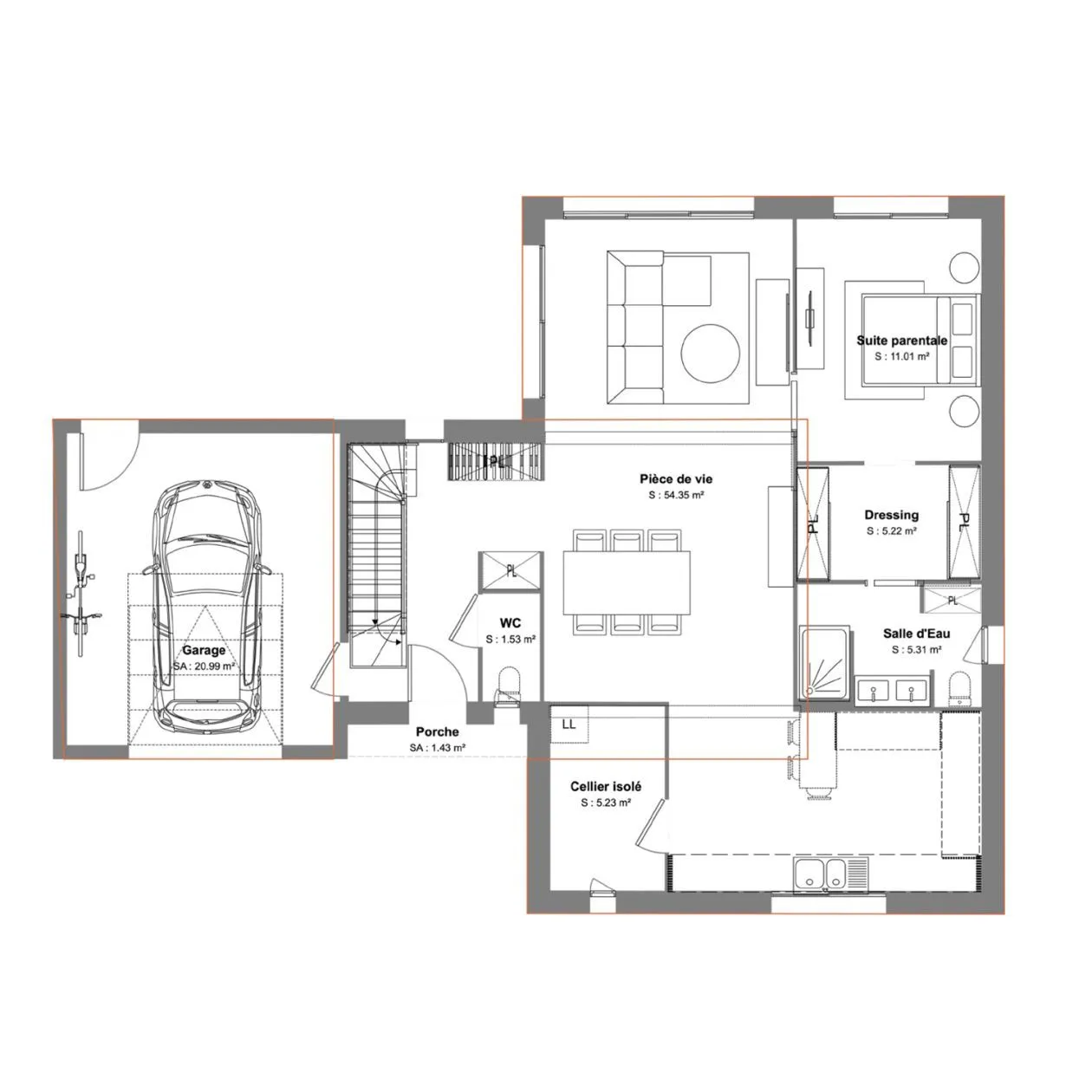 Maison neuve 111 m² à Beaussais (79370)