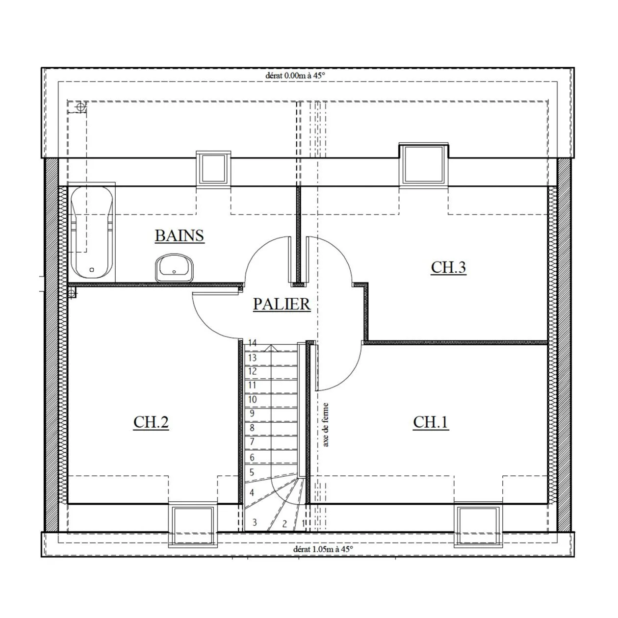 Manoir Toit Plat Double Garage-3ch69 — modèle de maison