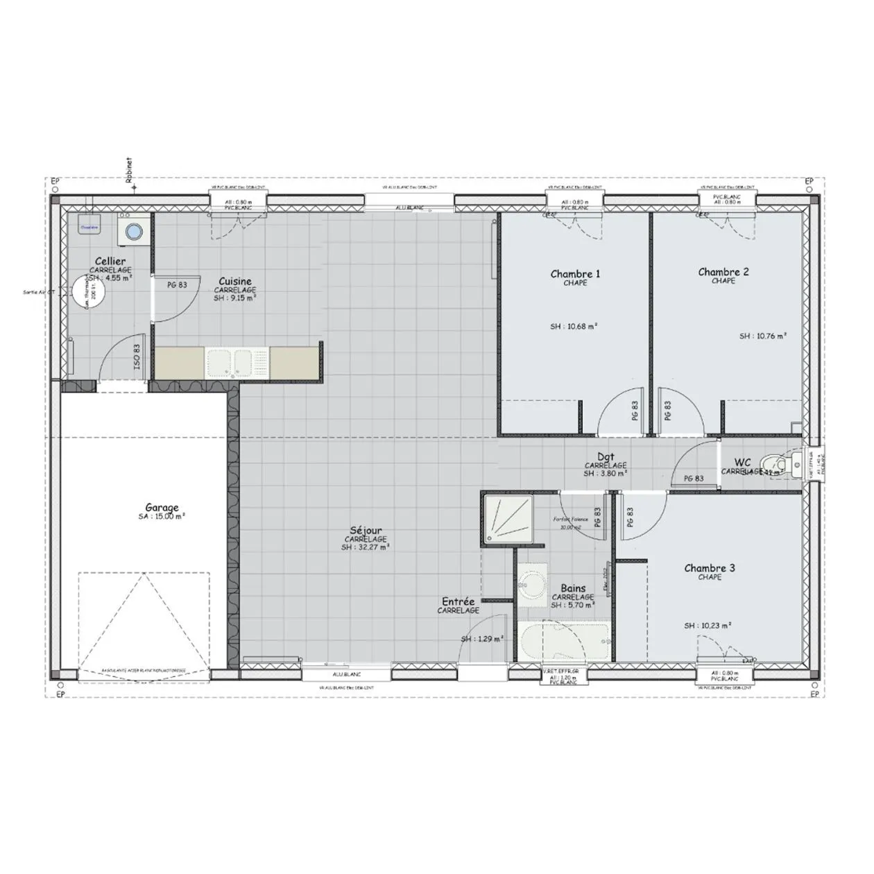 Maison neuve 90 m² à Saint-Maurice-de-Satonnay (71260)