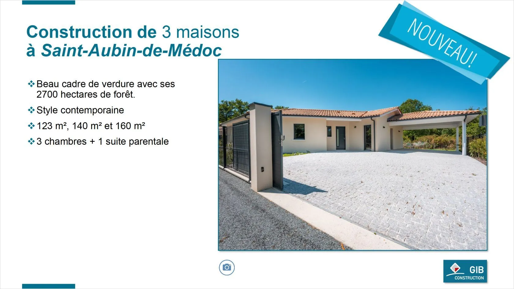 Maison neuve 124 m² à Saint-Aubin-de-Médoc (33160)