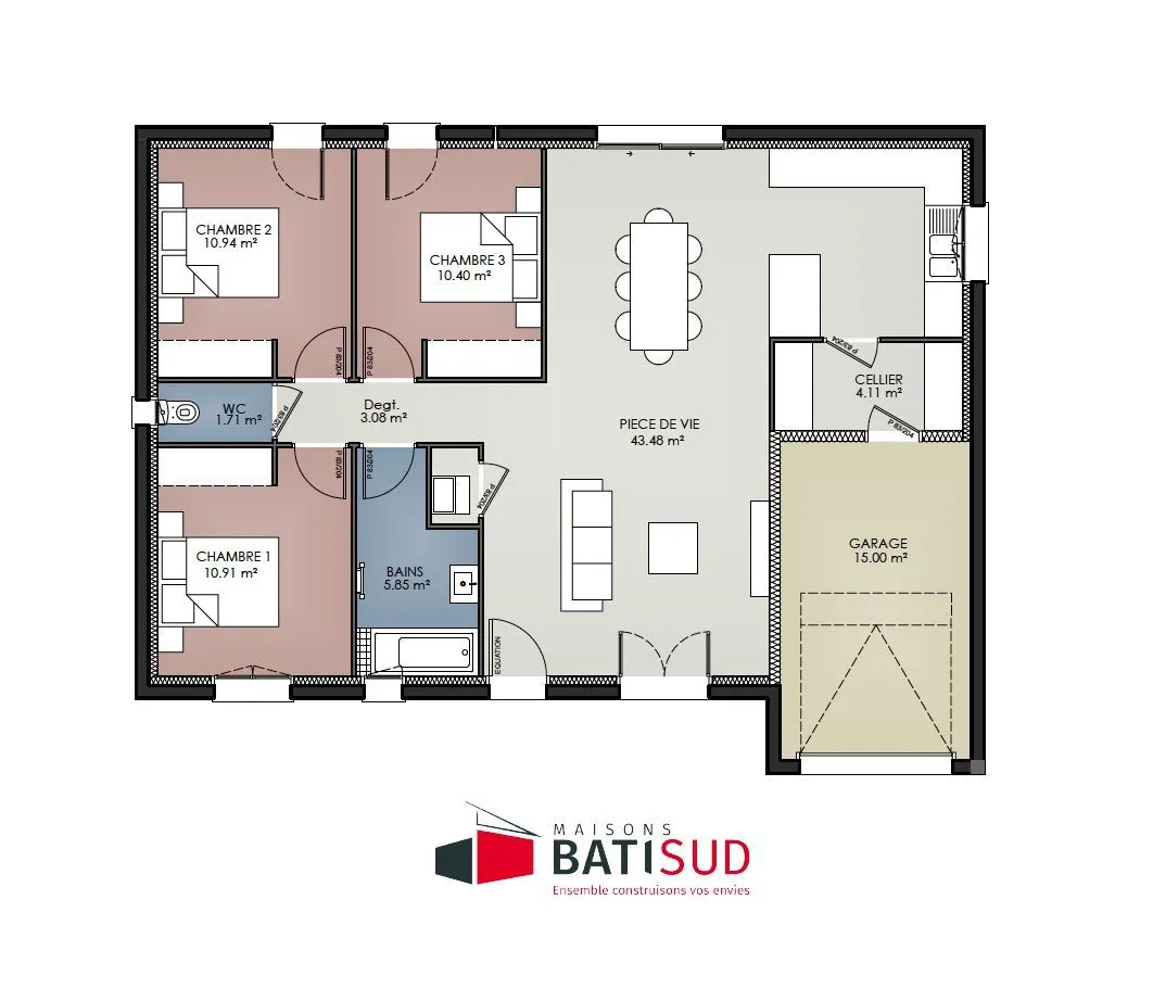 Maison neuve 90 m² à Martignas-sur-Jalle (33127)