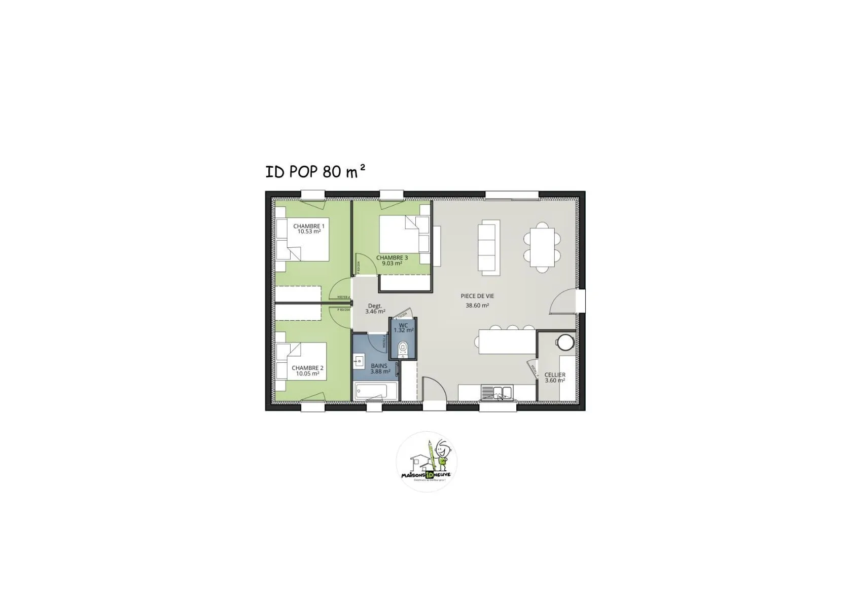 Maison neuve 80 m² à Saint-Médard-en-Jalles (33160)