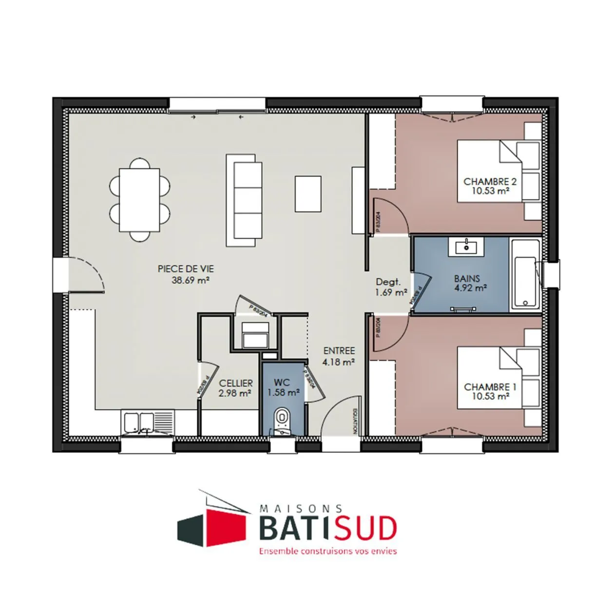 Maison neuve 75 m² à Martignas-sur-Jalle (33127)