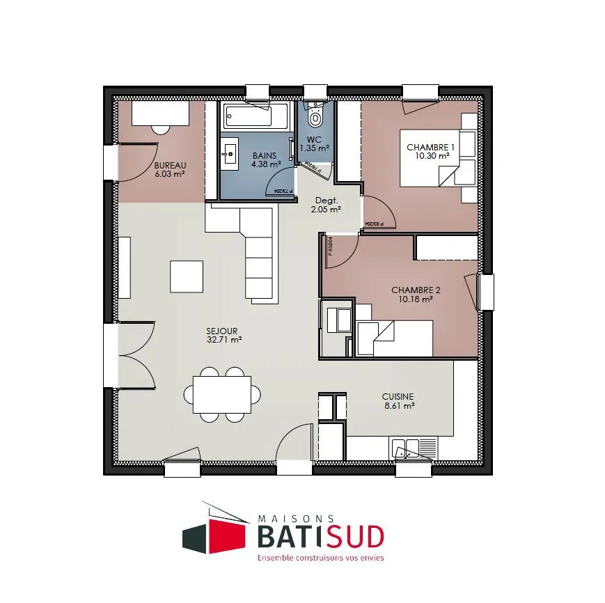 Maison neuve 76 m² à Brach (33480)